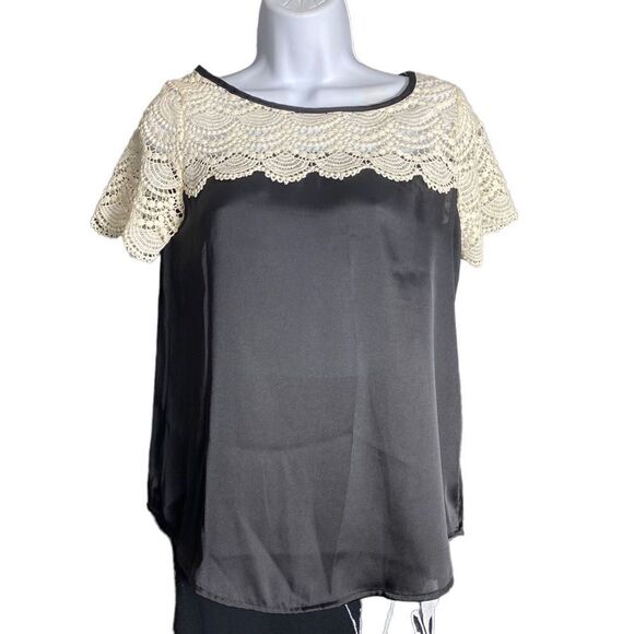 LC Lauren Conrad Tops - LC Lauren Conrad Black and Lace Top Size S